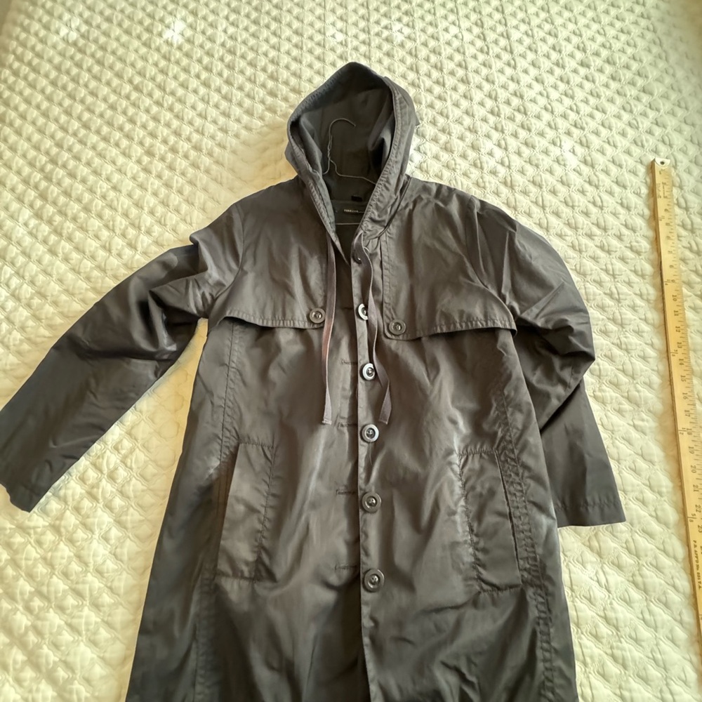 Black Hooded Trench Coat with Relaxed Fit
